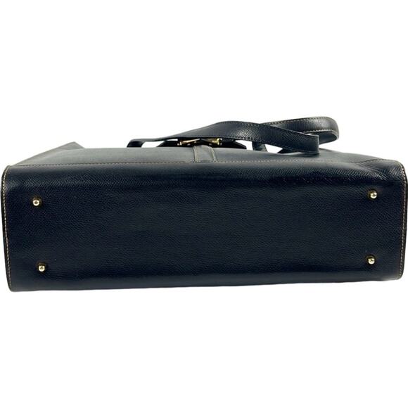 Valentino Garavani Logo Embellished Black Leather Tote - Picture 7 of 12